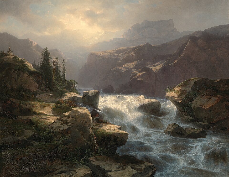 "Waterval Van De Handeck Aan De Grimsel," by Alexandre Calame.